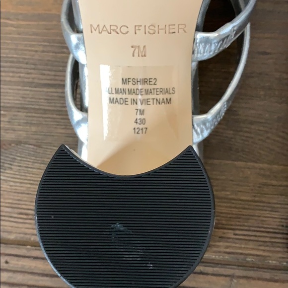 Marc Fisher Silver Chunky Heel Sandal - Picture 5 of 6